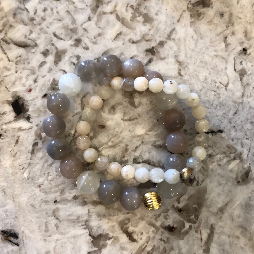 Bundle of two beaded bracelets.
